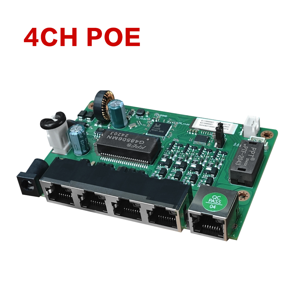 4K POE NVR Parts 48~52V 4/8 Ports POE Switch Ethernet 10/100Mbps 12+36-&data for 4K POE NVR/CCTV Security Cam System