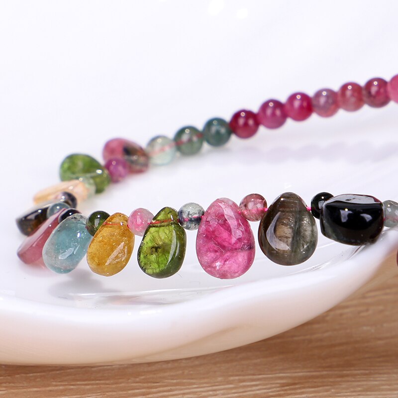 Handmade Tourmaline Natural Stone Choker Necklace With Raindrop Pendant Princess Necklace For Women Birthday Jewelry