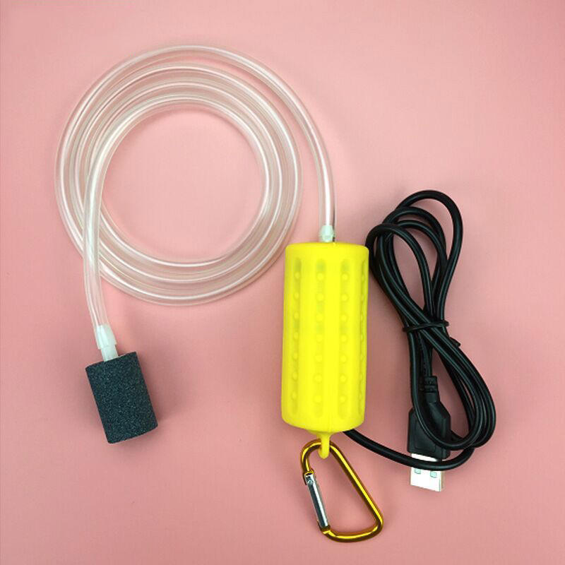 NICREW Aquarium Luftpumpe Sauerstoff Pumpe Überprüfen Ventil Tragbare Mini USB Stumm Energiesparende Pumpe für Aquarium Aquarium Zubehör: Gelb