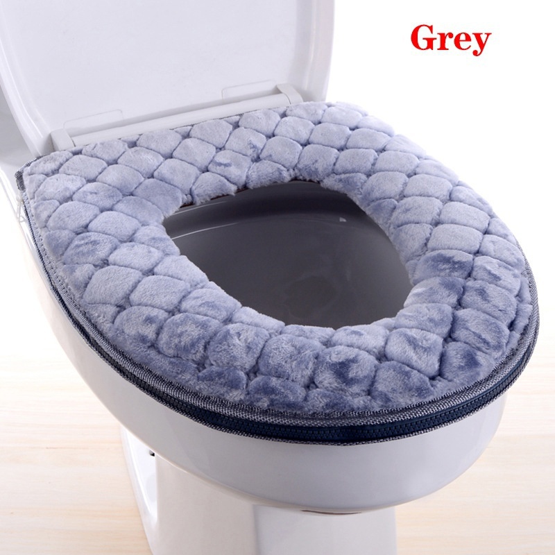 winter toilethoes pluche stoelhoes modellen waterdicht universeel model toiletring wasbare rits badkamermat toiletbril: Light Grey