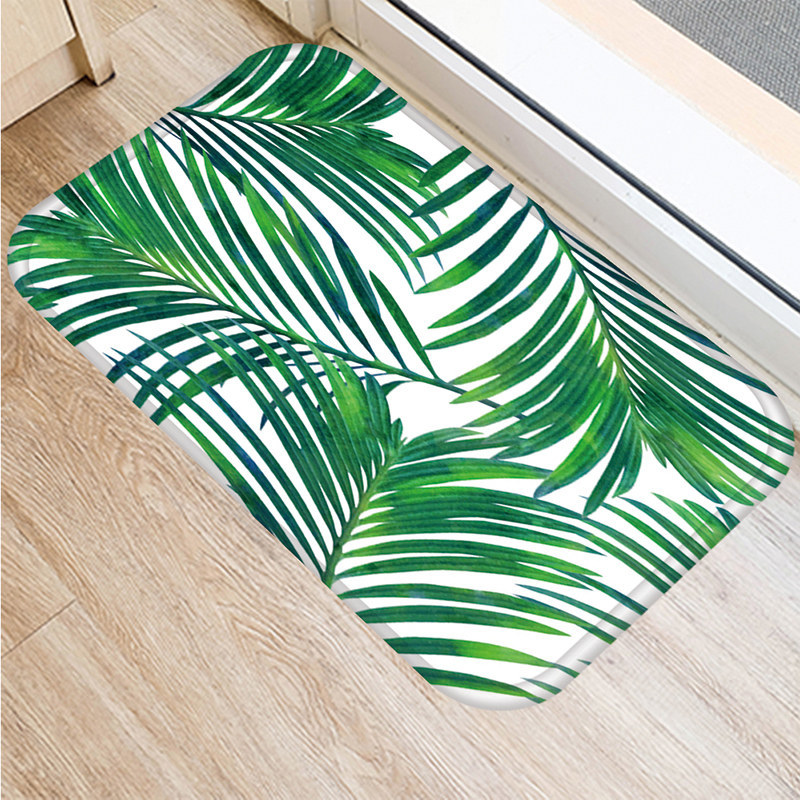 Tropisk monstera mønster køkken indgang 40*60cm dørs måtte koral fløjl tæppe dørmåtte indendørs gulvmåtter skridsikker tæppe 48233: 2dd-48233-011