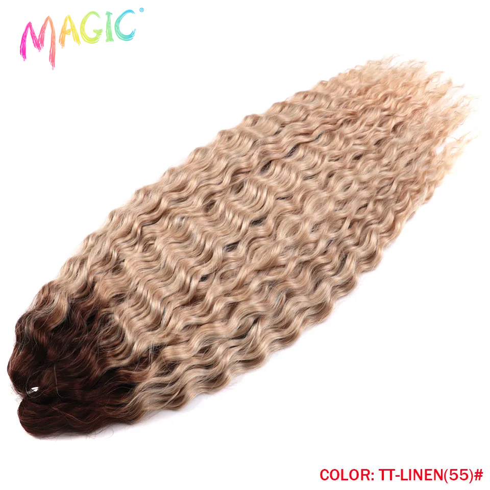 Magic Crochet Hair Soft Water Wave Dreadlocks Afro Curls Braid Hair 22" Ombre Blonde Red Kanekalon Hair Extensions For Women