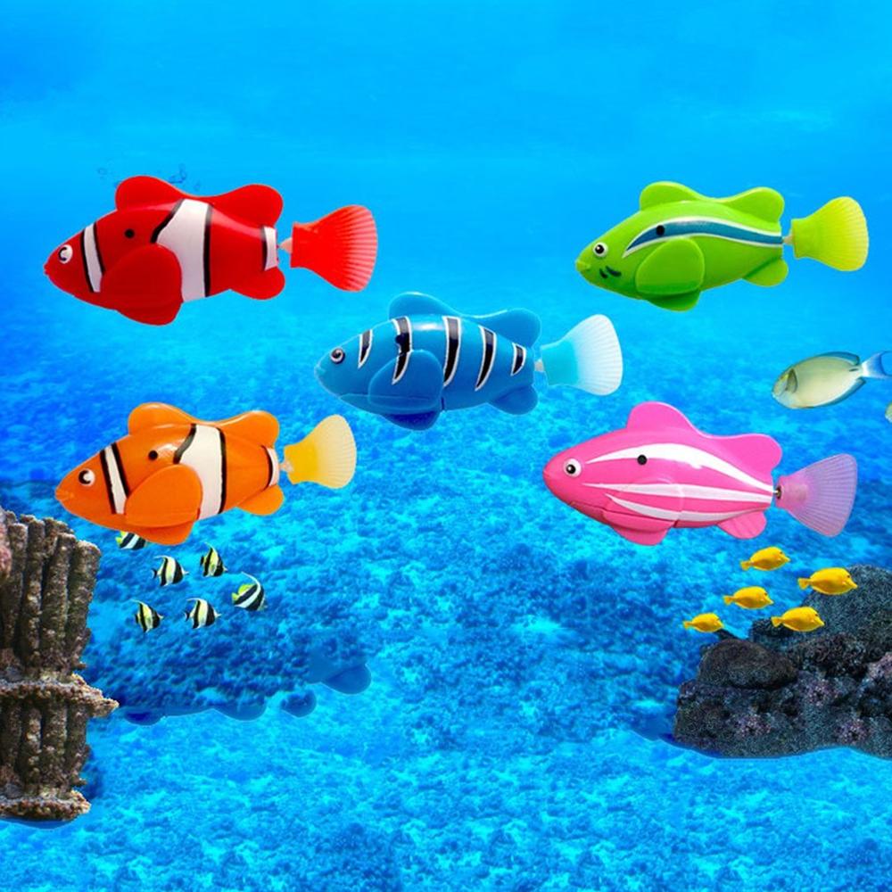 1pc Electronic Pet Fish Bionic Swimming Fish Diving Robot Baby Bathtub Bath Electronic Sensing Fish Deep Sea Fish Tank Toys