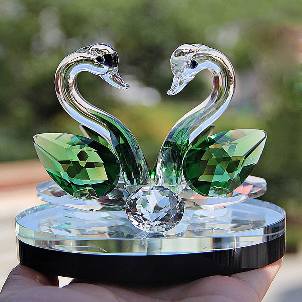 Swan Crystal Glas Beeldjes Collectie Diamant Zwaan Dier Presse-papier Tafel Ornament Bruiloft Home Decor Kids Verjaardagscadeautjes: F