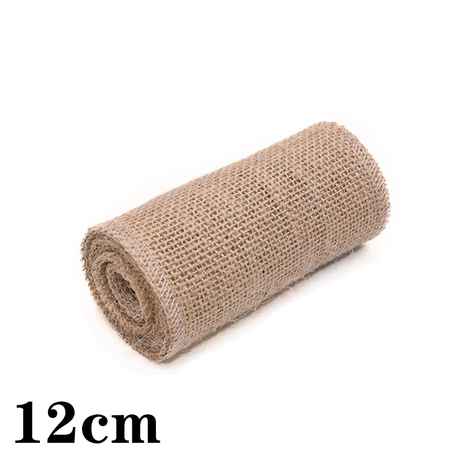 2 yards/rulle 150mm 300mm naturliga jute säckvävsband för hantverk gör-det-själv långa hampaband rosett inslagning bröllopsfest dekorativt: 12cm
