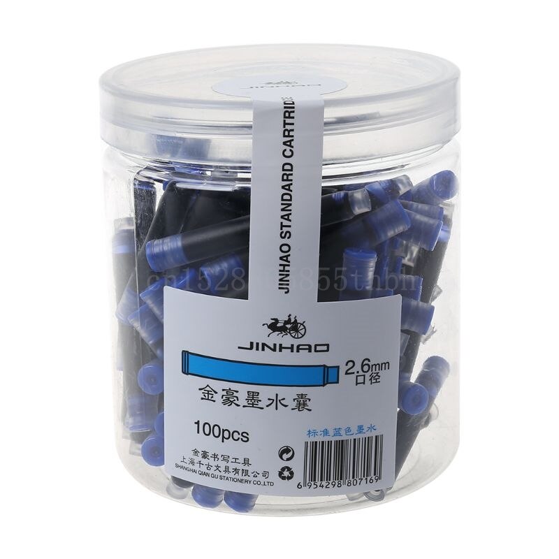 100Pcs Jinhao Universele Blauw Vulpen Inkt Sac Cartridges 2.6Mm Vullingen School Kantoorbenodigdheden: BL