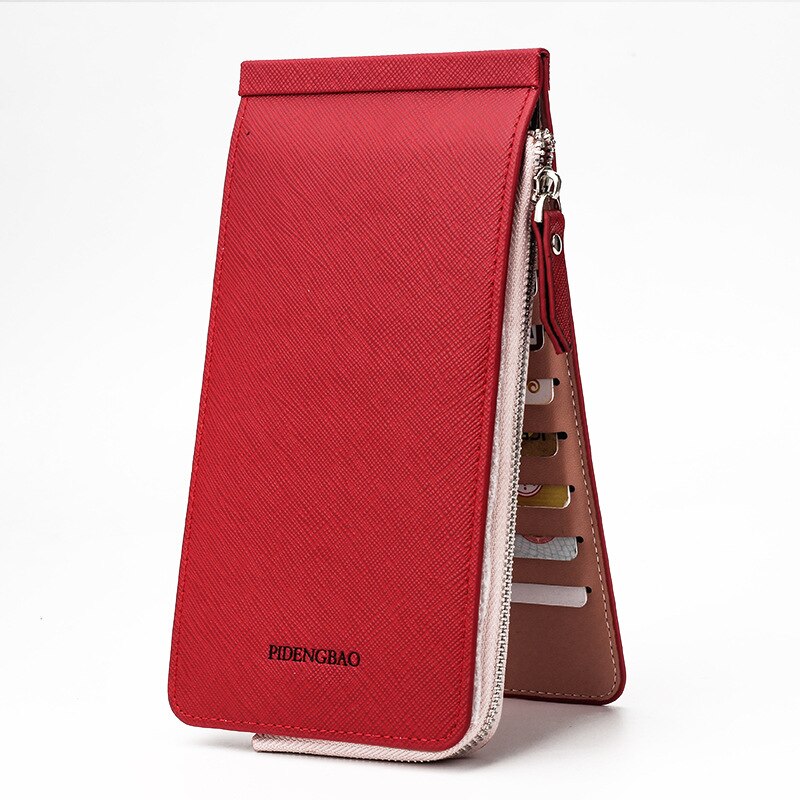 Veelkleurige dames clutch portemonnee effen kleur portemonnees dames portemonnee dames multifunctionele kaarthouder handtas leer voor dames portemonnee: Rood