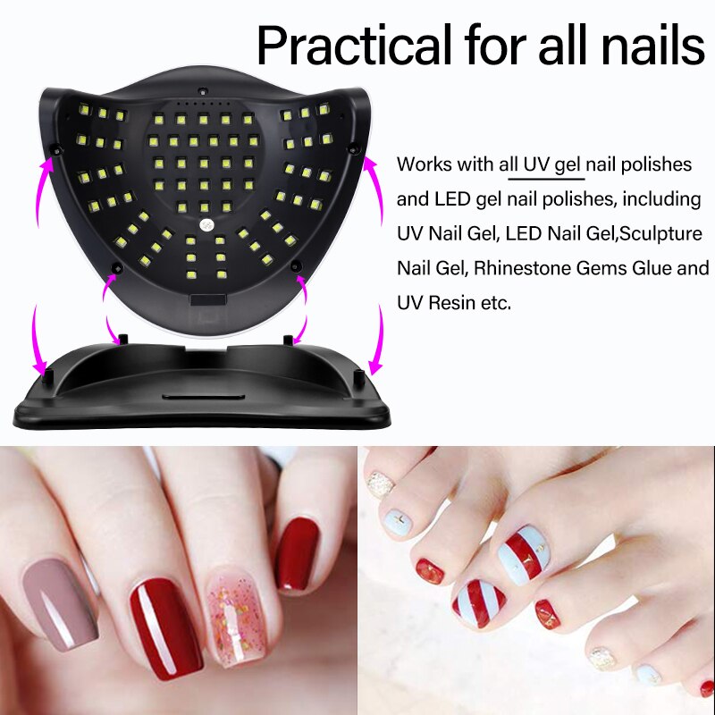 Lámpara LED UV para secado de uñas en Gel acrílico, con modo de bajo calor, Sensor inteligente, máquina de manicura para salón de manicura, 66LED, novedad