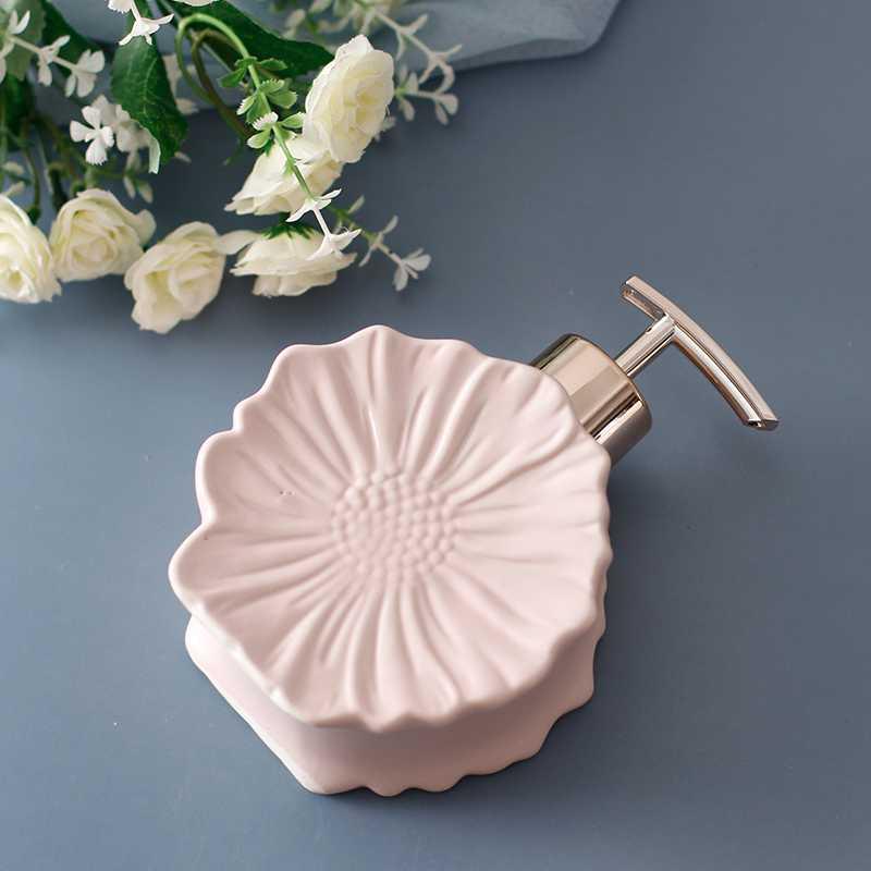 NEWYEARNEW Flower Ceramic Liquid Soap Dispensers Emulsion Bottles Latex Bathroom Accessories Set Wedding