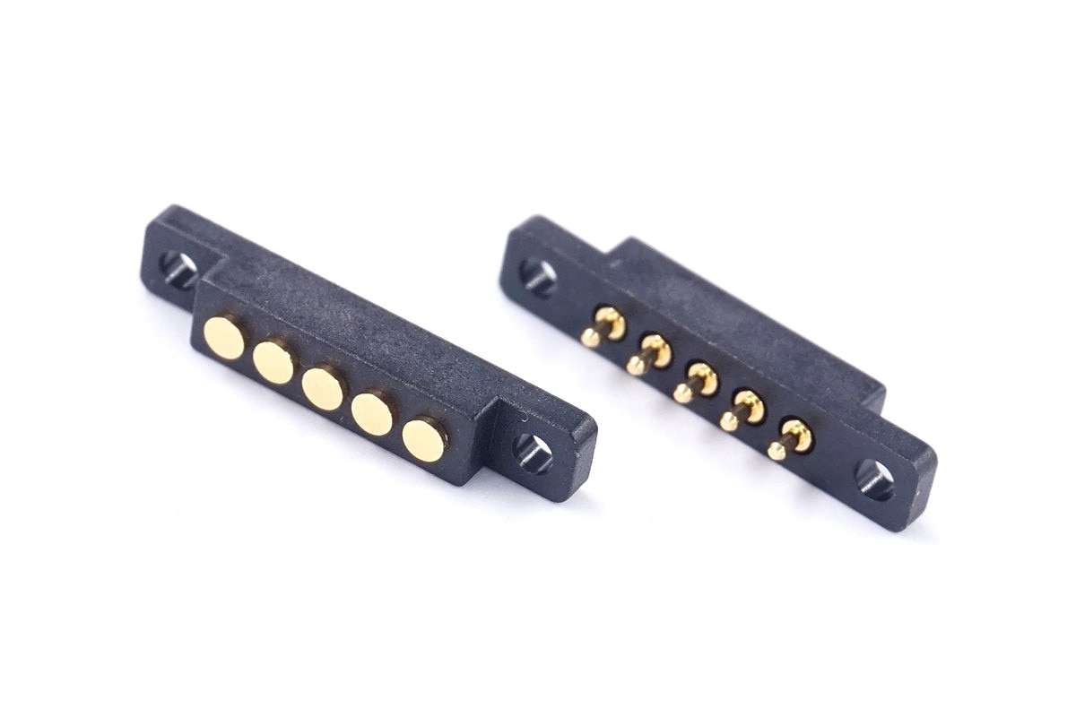POGO PIN Spring Pin Connector 5P 2.54 Mm Male and Female Socket Plug-in Board with Screw Hole Installation