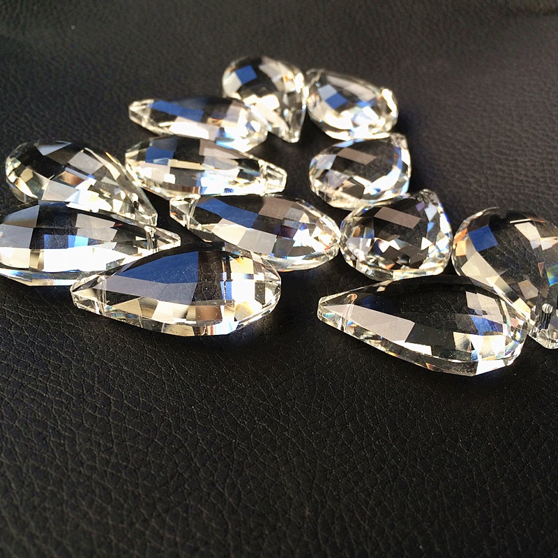 20 pièces 38*22mm Cristal Clair Pipa Pampilles Pour Lustre En Cristal bricolage Accessoires De Décoration À La Maison, Fête De Mariage suncatcher Gouttes