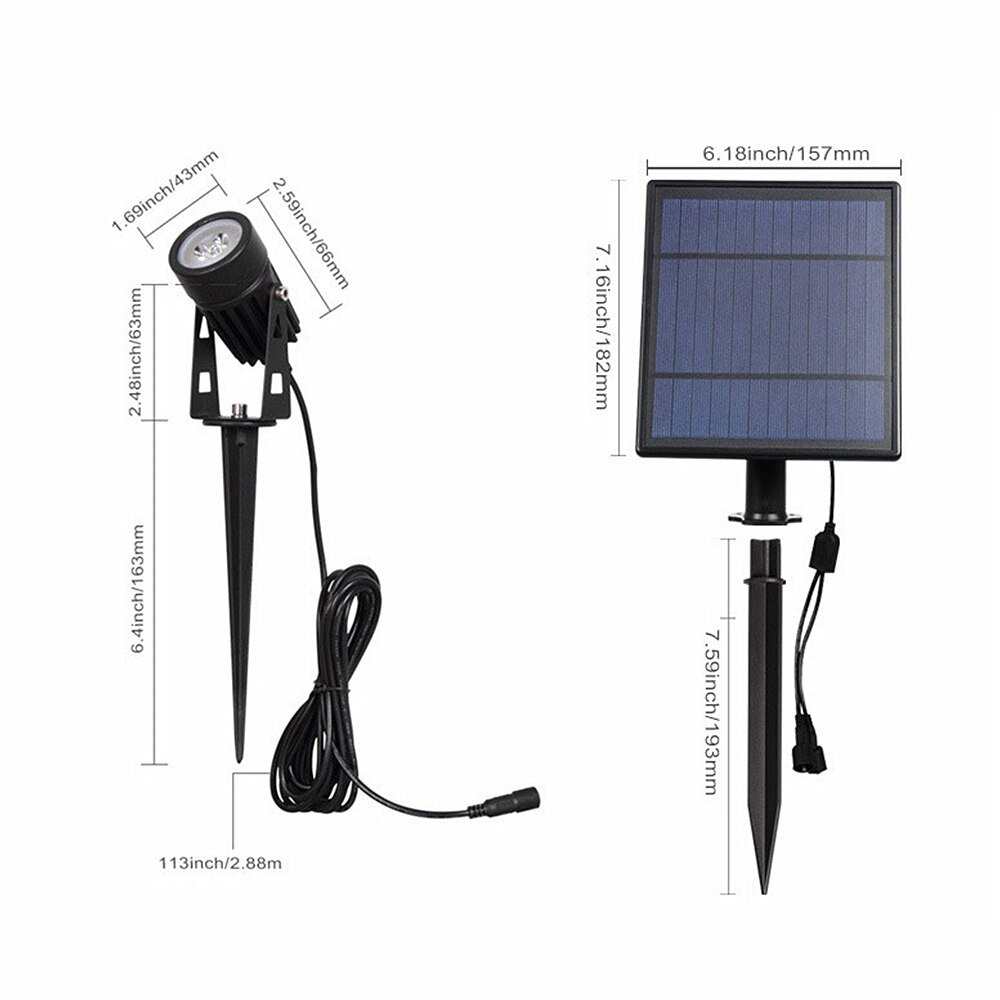 Solcelledrevet led spotlight solpanel græsplænelys havelamper udendørs belysning landskab væg gård træ separat lampe