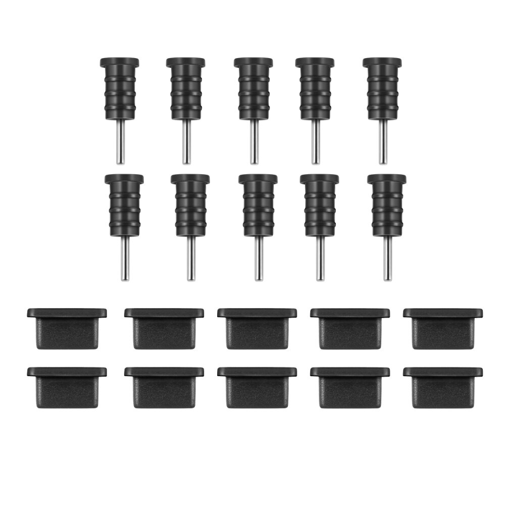 Ukcoco 10 Pairs Usb Type Anti Stofkap Siliconen Poort Plug Cover (Zwart): Default Title