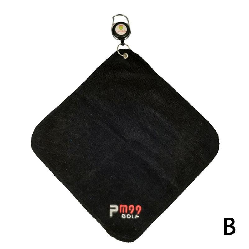 Wieża golfowa z łatwym ciągnąć linę, sportowy na świeżym powietrzu dwustronny aksamitny ręcznik robić ocierania potu: czarny