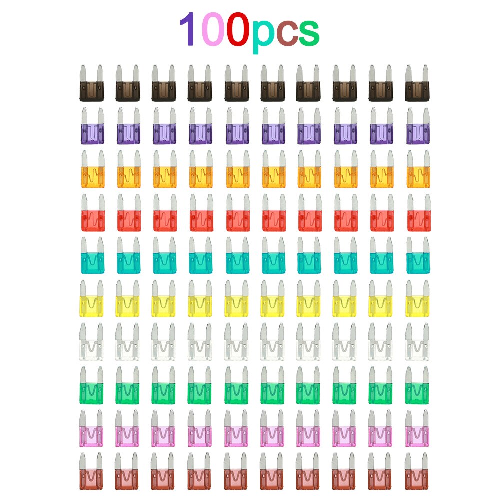 Mini fusibles de lame de voiture | 100 pièces, assortiment de camions de voiture, Kit de fusibles 2A 3A 5A 7.5A 10A 15A 20A 25A 30A 35A, fusible de lame de voiture, accessoires de voiture