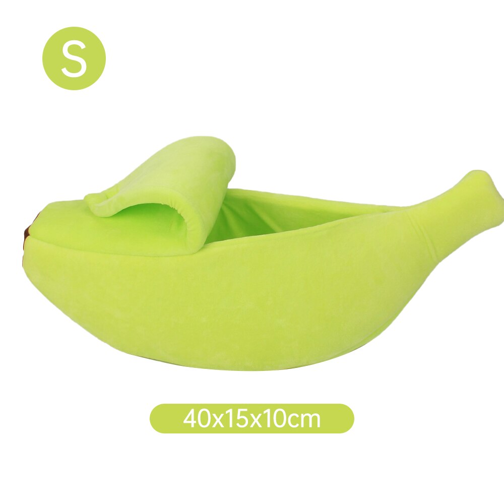 Bananform kjæledyrseng varm koselig valpepute kattehus myk hundegård vaskbar sofakurv søte bærbare kjæledyr liggeunderlag: Grønn / 65 x 25 x 18cm