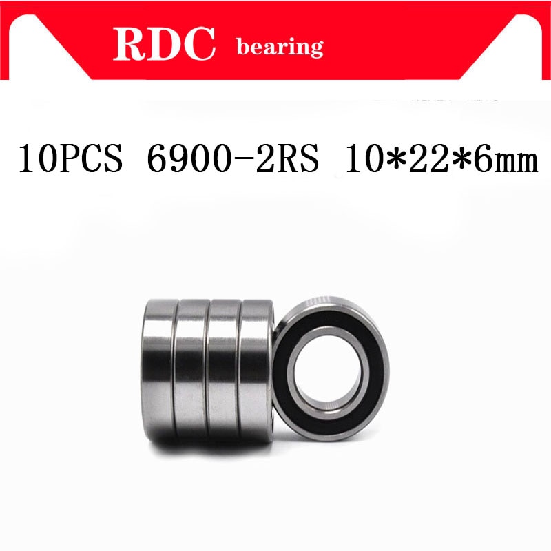 10 stk abec -5 6900-2rs 6900rs 6900 2rs 6900 rs 10 x 22 x 6 mm tyndvægget dobbelt gummitætning sporkugleleje