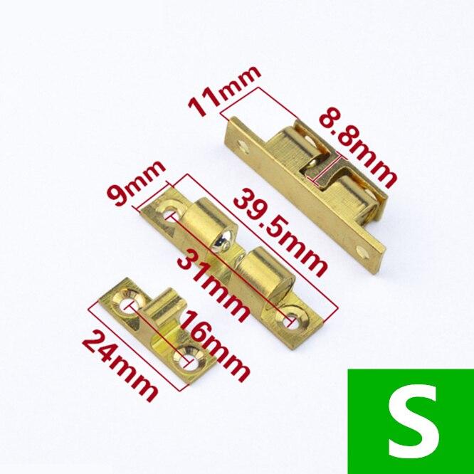 1 PC Multiple sizes Pure Copper Double Ball Latch Clip Lock Cabinet Door Catches Touch Beads Bronze Brass Hardware Accessories: S Size