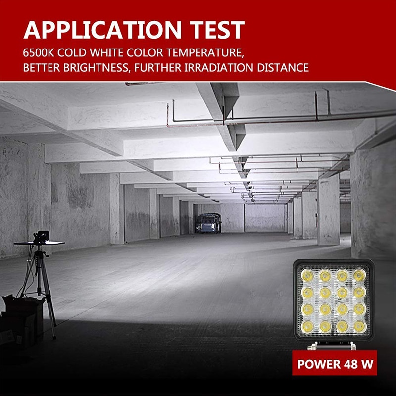 Led Licht Bar 48W Led Bar 16Barra Vierkante Spot Off Road Led Verlichting 12V 24V Voor Auto Vrachtwagen 4X4 4WD Auto Suv Atv