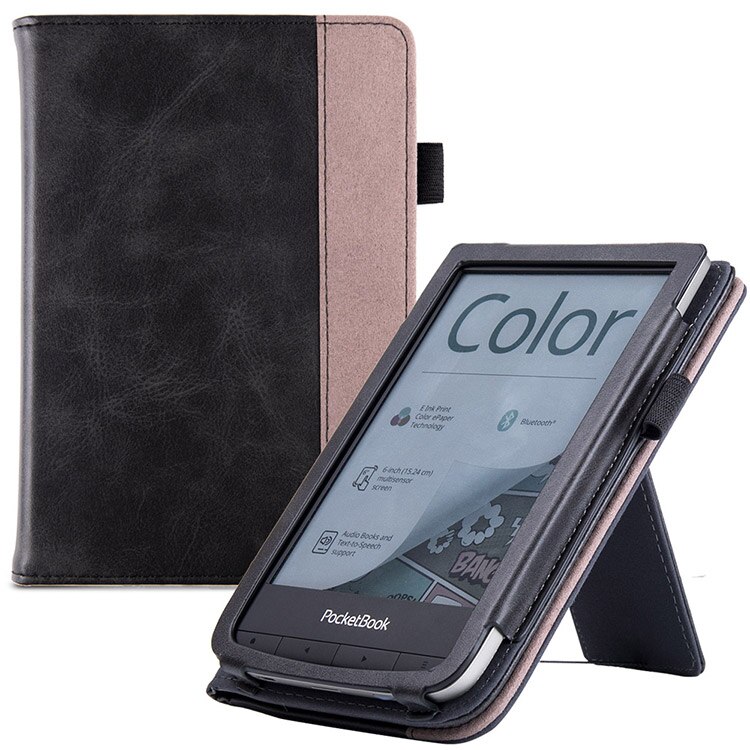 PocketBook – livre de poche tactile HD 3/5/Basic Lux 2/PocketBook Basic 4/Pocketbook, étui de 633 couleurs avec support/repose-main: Rock black