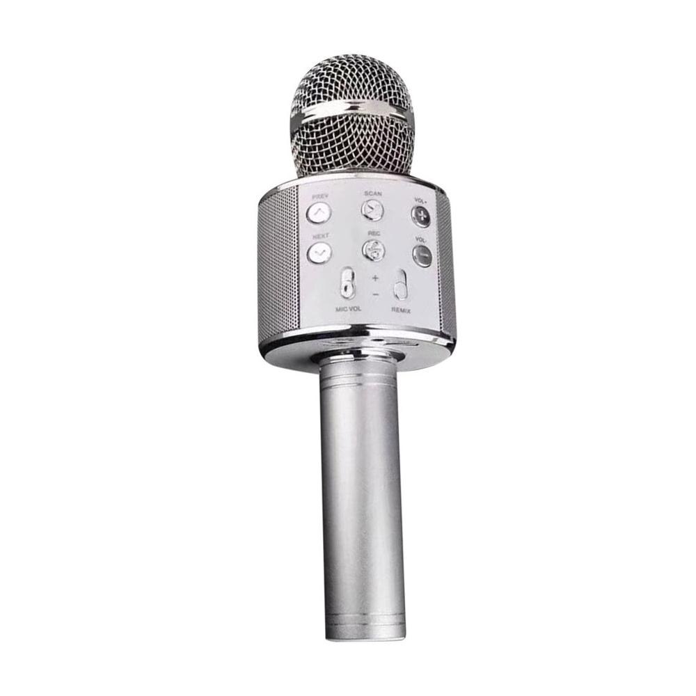 Wireless Condenser Microphone Audio Machine Portable National Karaoke Microphone Mobile Phone Karaoke: 858 metallic silver