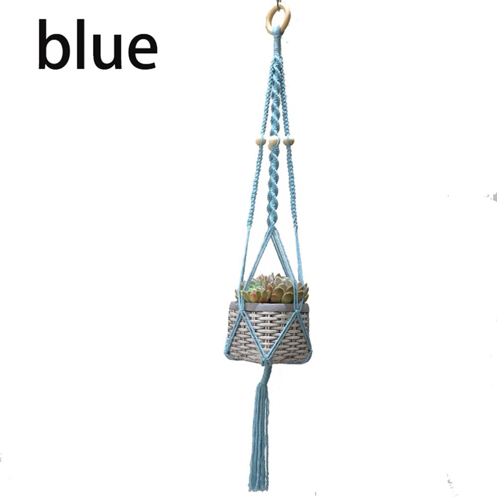 handmade macrame plant hanger balcony macrame plant hanger macrane pot tray: Sky Blue