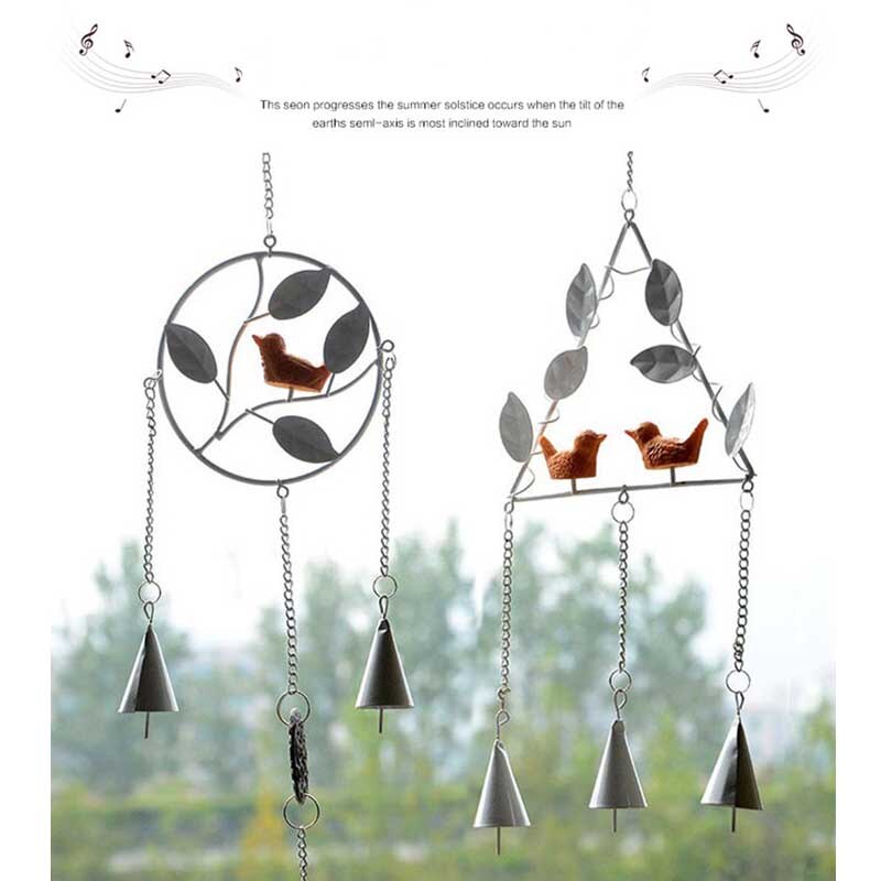 European wrought iron wind chime pendant style Metal Wind Chime with Birds Garden Outdoor Decor Wind Chime Bell