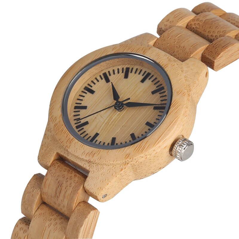 Vrouwen Minimalistische Pure Wijzerplaat Hout Horloge Verstelbare Kleine Gestreepte Volledige Houten Band Quartz Horloge Beste Cadeaus Horloges Vrouwen