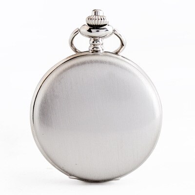 Retro Glad Mannen Zwart Zakhorloge Zilver Polish Quartz Fob Pocket Watches Hanger Met Ketting Pocket Fob Horloges: Matt silver