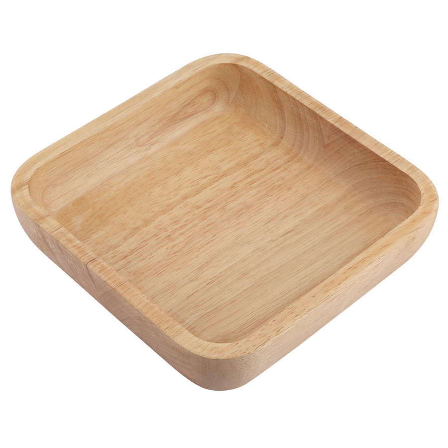 Rubber Wood Food Tray Dinner Dish Bowl Snack Serving Plate for Home Restaurant