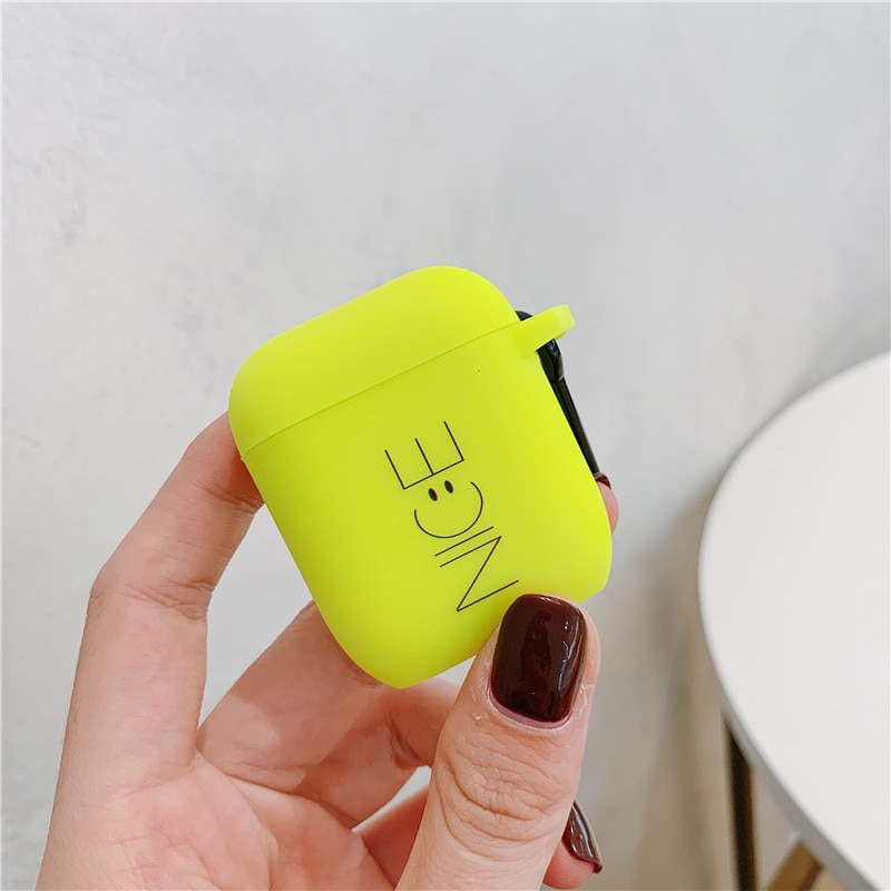 Fluorescent color Simple letter For Airpods Case Cute cartoon Bluetooth Earphone Protective Cover For Airpod 2 soft case: style 8