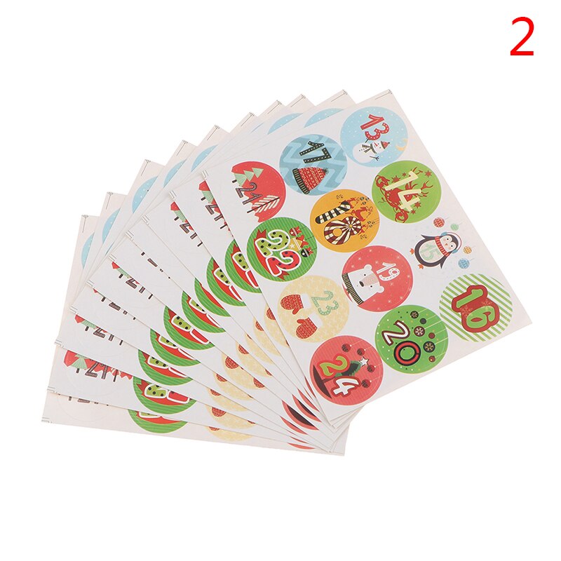 Pegatinas de calendario con cuenta regresiva de Adviento para Navidad, 120 Uds., bolsas de , sellos de etiquetas: 2