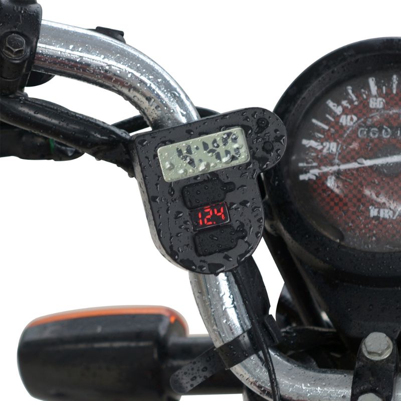 Waterdichte DC12V-24V Motorcycle Dual Usb Charger Met Tijd Klok Led Voltmeter Op/Uit Schakelaar Power Adapter Voor Telefoon Gps tablet