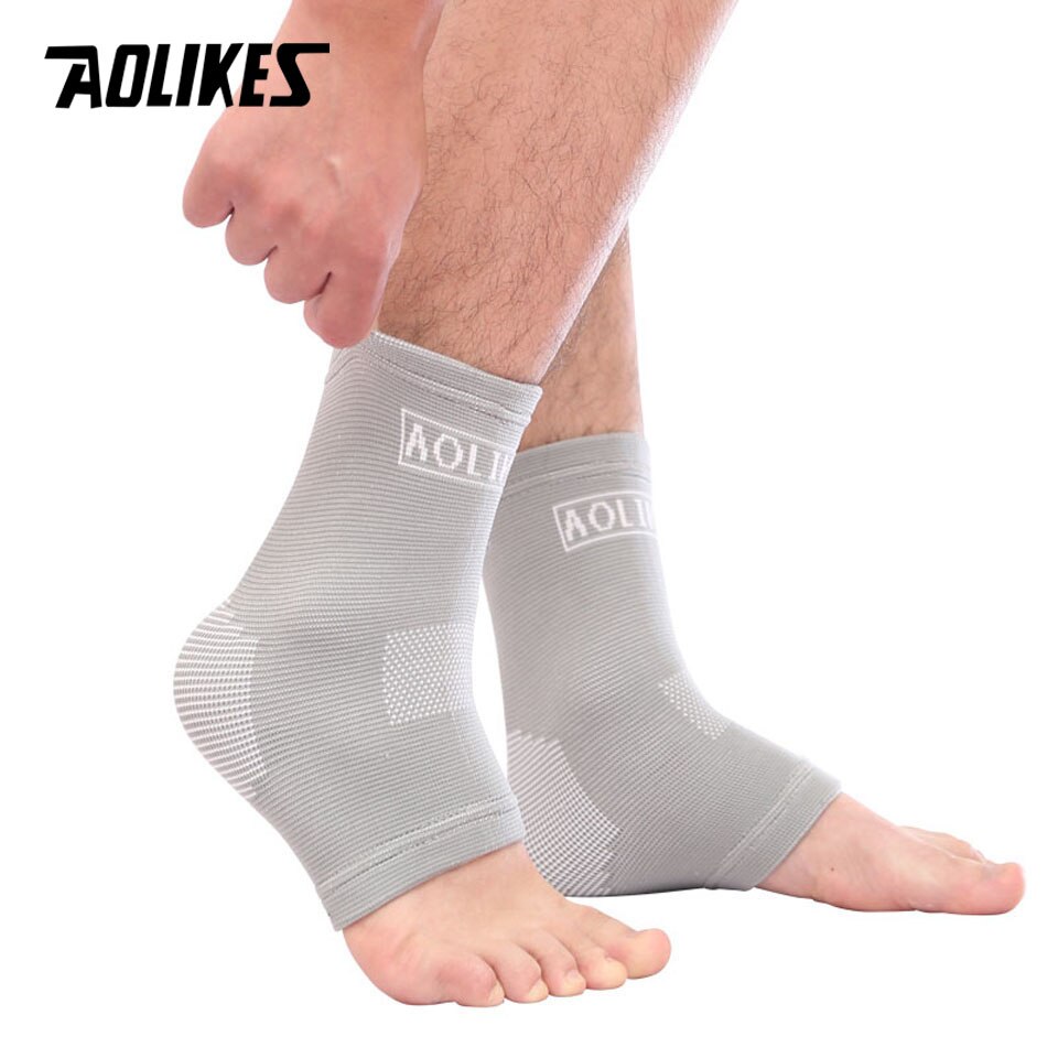 AOLIKES – Support de cheville élastique de Compression, 1 paire, protecteur de cheville respirant pour le basket-ball: Grey