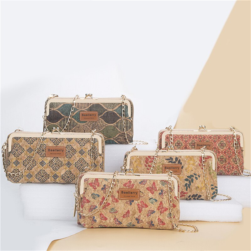 Ladies Crossbody Bag Vintage Wood Grain Handbag Multifunctional Shoulder Bag Women Mini Printed Zipper Wallet