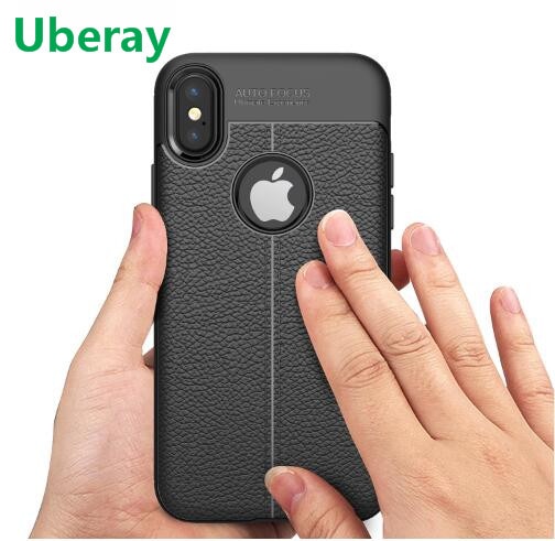 De Lujo Funda de cuero para iPhone de Apple X iphone 10 cubierta de silicona suave de para hombre para iphone 6 7 8 plus