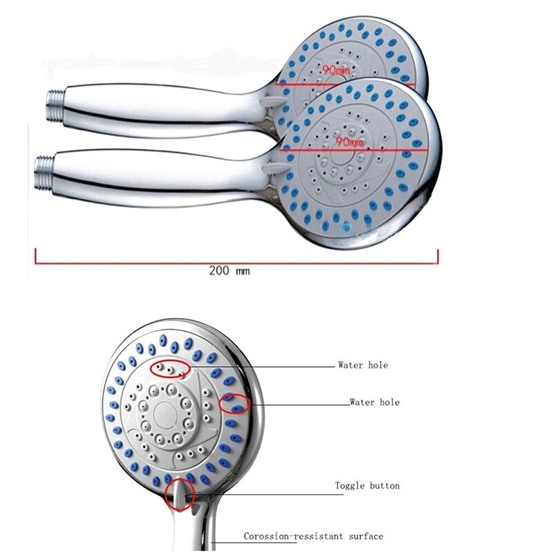 Pommeau de douche à jet réglable économie d'eau salle de bain à main réglable 5 Modes SPA