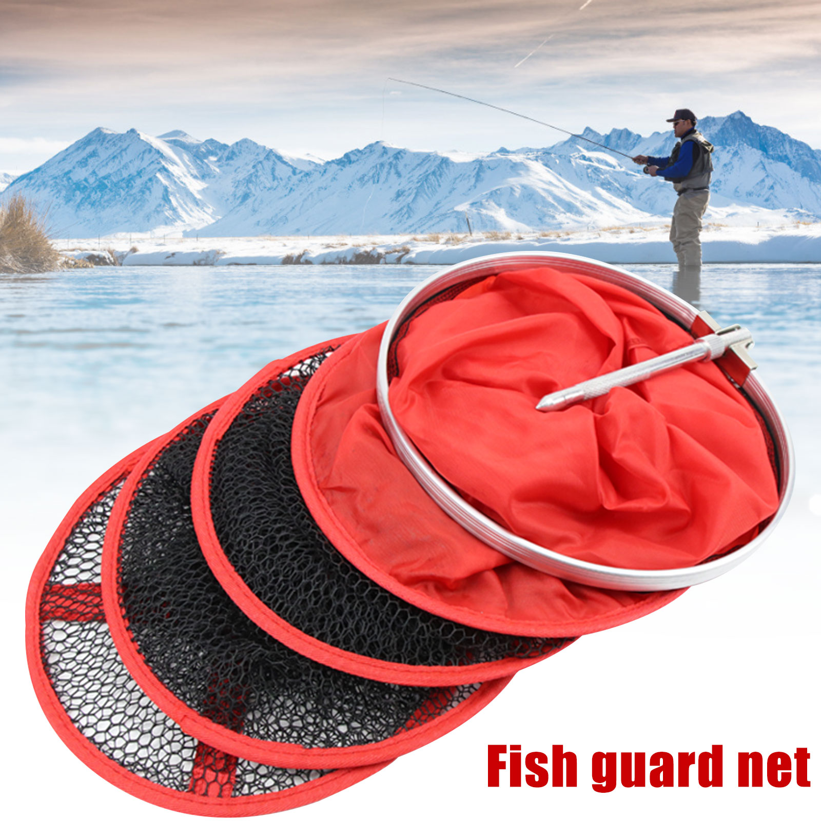 Aluminum Fishing Net Collapsible Floating Wire Fish Basket Reinforcement Fishing Cage Fishing Gear Rubberized Net Bag Fish Tool