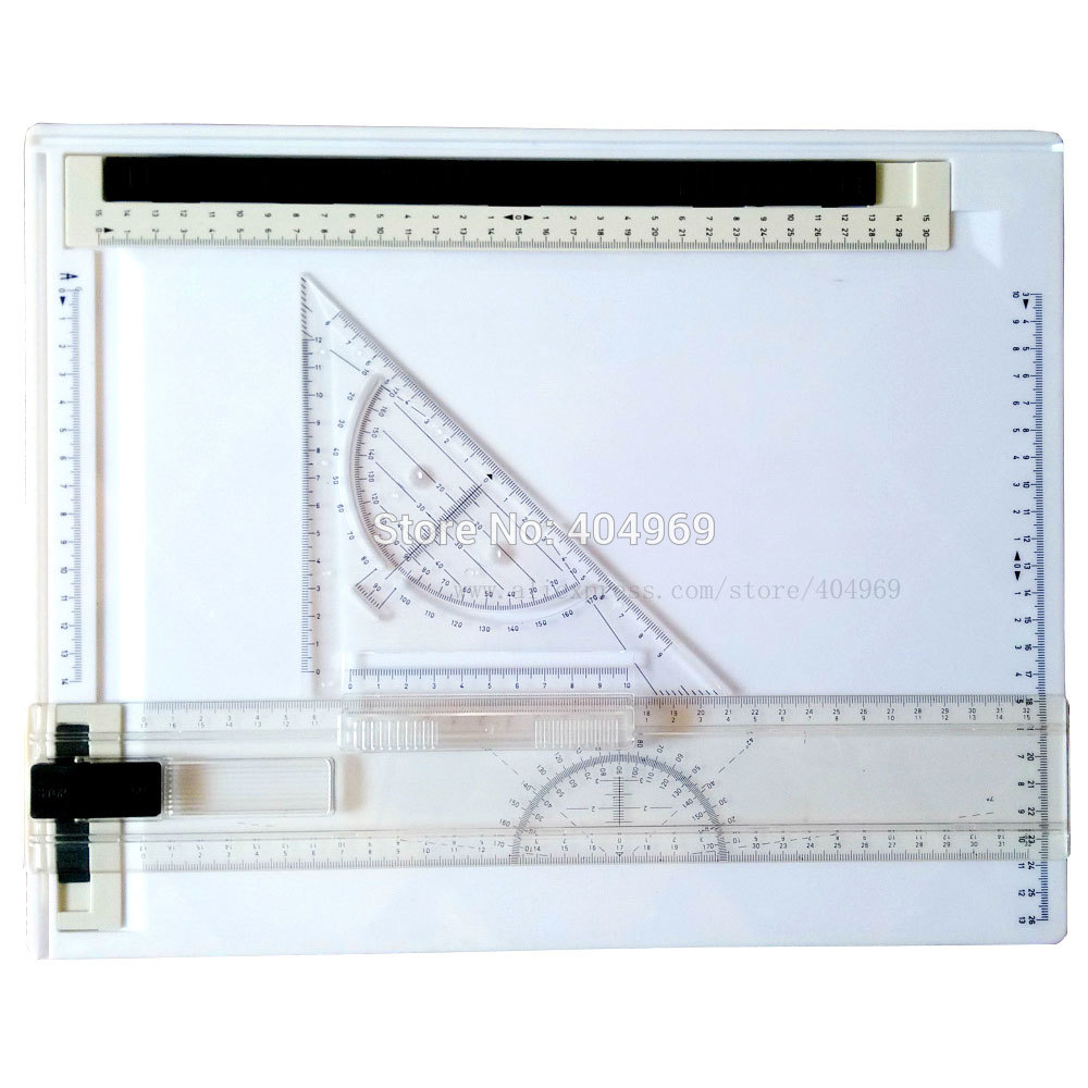 GPA402 a4 drawing board with horizontal ruler 1PC and 1PC triangle ruler and 1PC A4 board