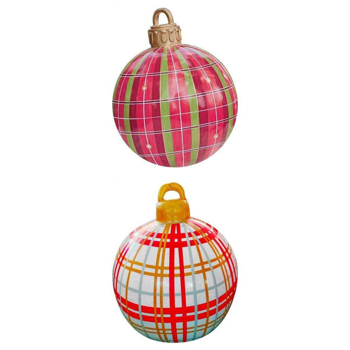 2pcs Christmas Inflatable Ball 60cm Inflatable Balloon Outdoor Garden