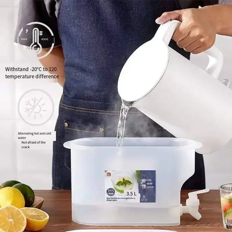 Jarra de agua fría de gran capacidad de 3,5 L, hervidor frío con grifo en refrigerador, dispensador de bebidas heladas, refrigerador y espiga