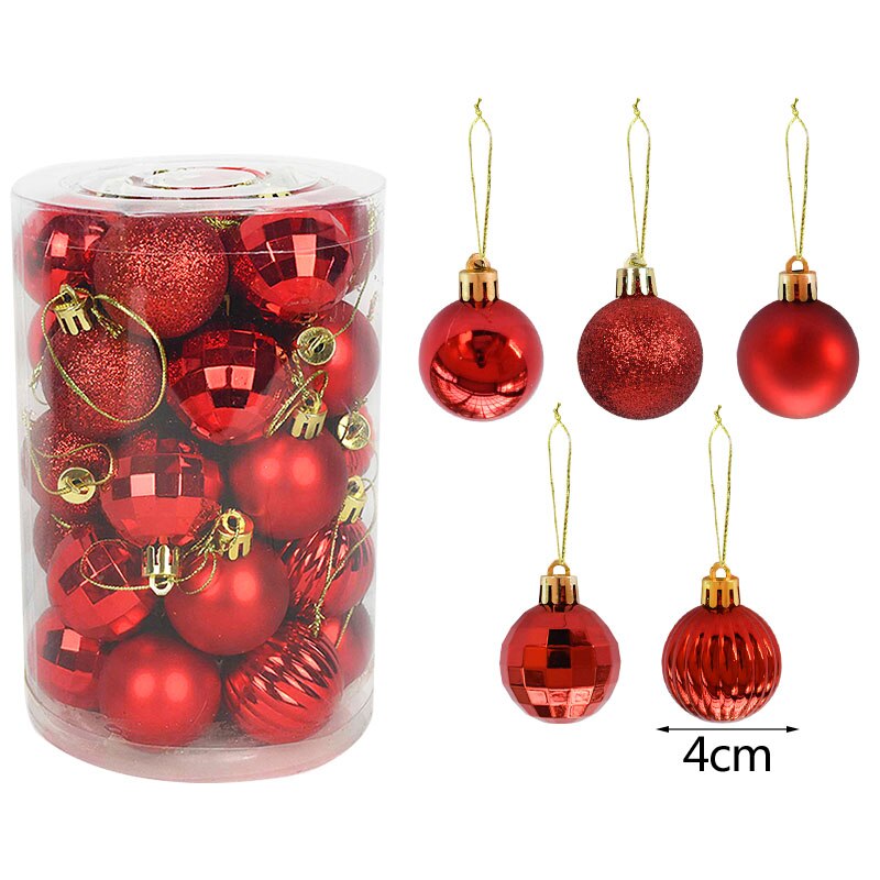 Boules de noël pour décoration de maison, 34 pièces mélangées, pendentifs en plastique, or et argent, fournitures de noël