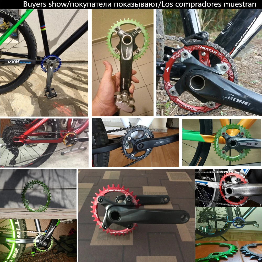 MOTSUV 104 BCD bicicleta de montaña plato ovalado redondo rueda de cadena ancha estrecha 32T/34T/36T/38T juego de piezas de bielas con anillo de estrella de ciclismo