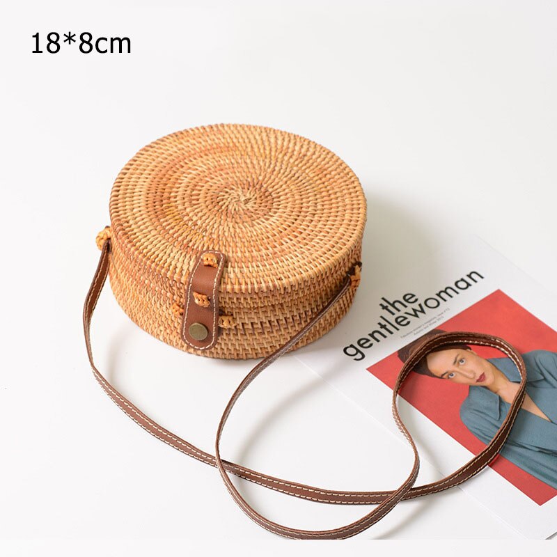 Sac de plage sacs à bandoulière en paille femmes sacs à Main en rotin tissé Sac à Main pour dames ronde sacs à Main en rotin femmes cercle Sac de paille: small