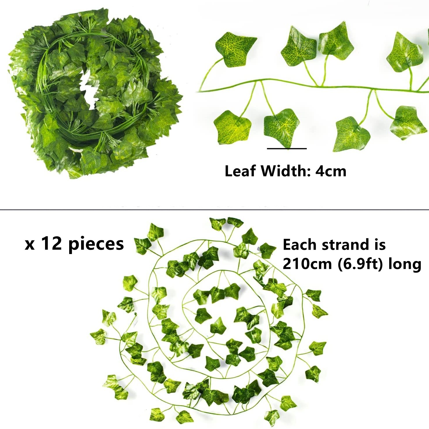 12 Pack Faux Leaf Vines Hanging Ivy Leaf Vine with 100 LED String Lights for Home Kitchen Garden Office Wedding Wall Decorations: Potato Vine Only