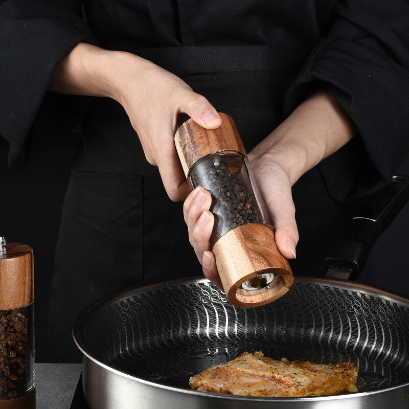 1 st pepparkvarn genomskinlig salt- och pepparkvarn saltmalning keramisk kärna multifunktions cruet köksredskap