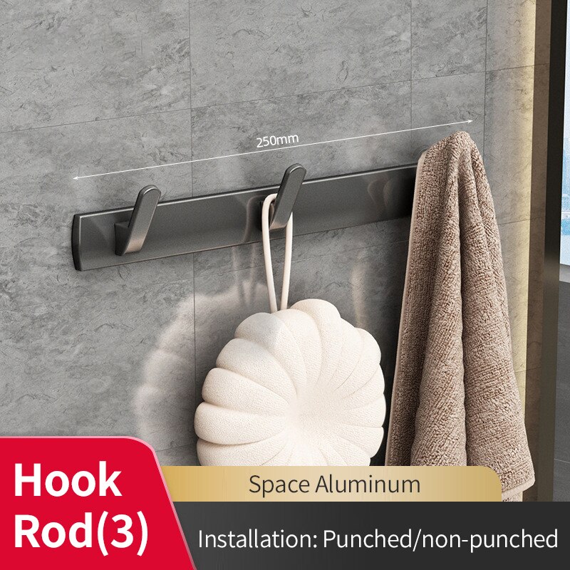 Bathroom Storage Rack Multifunctional Wall-mounted Adjustable Storag Rack Waterproof Load-bearing Holder Toilet Bathroom: A 3hooks