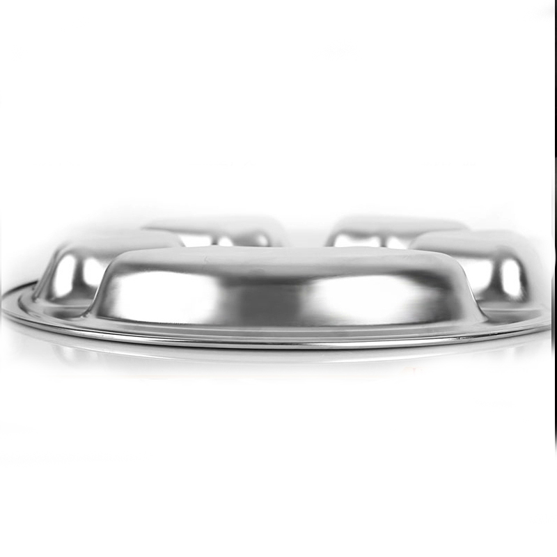 Dinner Plate Grid Plate 28cm Stainless steel Fast Food Dish Pan thickening Plate fast food Dish Dinner Plate Metal