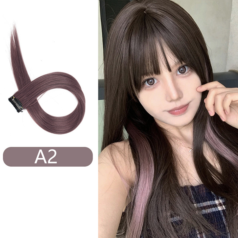 Clipe De Extensão Do Cabelo No Hairpiece, Long Straight Hanging Ear Wig, Extensões Sintéticas Acessórios, 60cm: Rosa