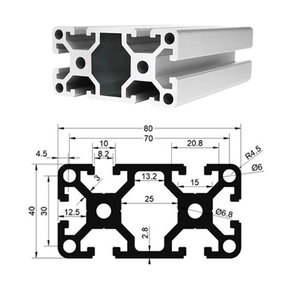 1pc 4080w aluminiumsprofil veggtykkelse 3mm 4080 ekstrudering europeisk standard eloksert lineær skinne 100mm - 450mm